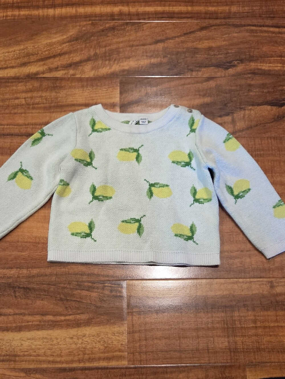 Janie and Jack GUC 18-24 Months Green/Yellow/Ivory Lemon Intarsia Print Sweater